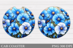 Floral Coaster Design. Flowers Car Coaster Sublimation Product Image 1