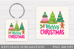 Merry Christmas Keychain. Christmas Keychain Design Product Image 1