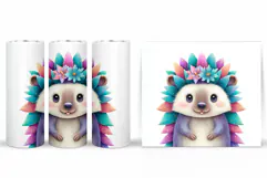 Cute Hedgehog Tumbler Design. Cute Hedgehog Sublimation Product Image 2
