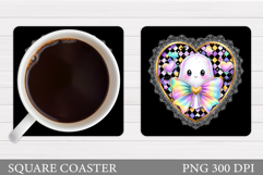 Cute Ghost Coaster Design. Cute Halloween Sublimation Product Image 1