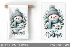 Snowman Kitchen Towel Design. Christmas Kitchen Towel Product Image 1