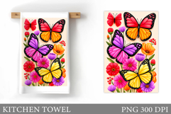 Butterflies Kitchen Towel. Butterflies Sublimation Product Image 1
