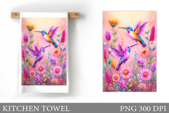 Hummingbird Kitchen Towel. Hummingbird Sublimation Product Image 1