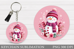 Cute Snowman Keychain Sublimation. Christmas Keychain Design Product Image 1