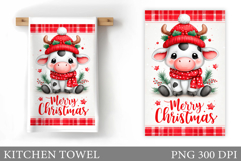 Christmas Cow Kitchen Towel. Christmas Kitchen Towel Design Product Image 1