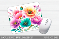 Flowers Mouse Pad Sublimation. Wildflowers Mouse Pad Design Product Image 1