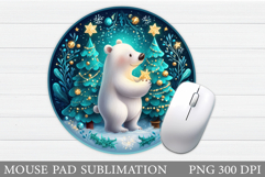 Polar Bear Mouse Pad Sublimation. Christmas Bear Mouse Pad Product Image 1