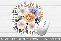 Flowers Mouse Pad Sublimation. Floral Mouse Pad Design Product Image 1