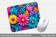 Floral Mouse Pad Sublimation. Flowers Mouse Pad Design Product Image 1