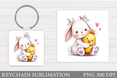 Cute Bunny Keychain Design. Cute Chick Keychain Sublimation Product Image 1