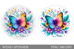 Butterfly Wind Spinner Design. Butterfly Sublimation Product Image 1