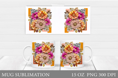 Flowers Mug Sublimation. Floral Mug Wrap Design Product Image 1