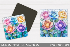 Roses Magnet Sublimation. Floral Magnet Design Product Image 1