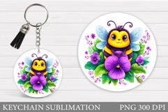 Cute Bee Keychain Sublimation. Cute Bee Sublimation Product Image 1