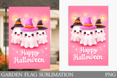 Cute Halloween Garden Flag. Cute Ghost Pumpkin Garden Flag Product Image 1