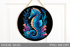 Seahorse Door Sign Sublimation. Summer Door Sign Design Product Image 1