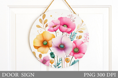 Flowers Door Sign Design. Wildflowers Door Sign Sublimation Product Image 1