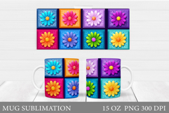 Flowers Mug Sublimation. Floral Mug Wrap Design Product Image 1