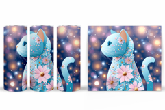 Cute Cat Tumbler Design. Cat Flowers Tumbler Sublimation Product Image 2
