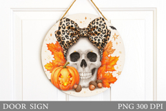Halloween Skull Door Sign. Halloween Door Sign Design Product Image 1
