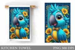 Cute Parrot Kitchen Towel. Cute Parrot Sublimation Product Image 1