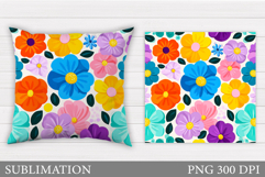 Flowers Pillow Design. Floral Pillow Sublimation Product Image 1