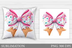 Ice Cream Bow Pillow Design. Ice Cream Bow Sublimation Product Image 1