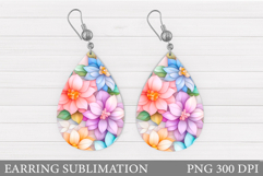 Floral Earring Sublimation. Flowers Earring Design Product Image 1