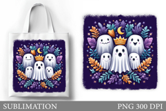 Cute Ghost Tote Bag Design. Cute Halloween Sublimation Product Image 1