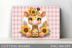 Giraffe Cutting Board Design. Giraffe Flowers Cutting Board Product Image 1