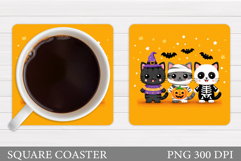 Halloween Cat Coaster Design. Halloween Coaster Sublimation Product Image 1