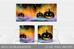 Halloween Mug Sublimation. Halloween Pumpkin Mug Design Product Image 1