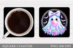 Iridescent Ghost Coaster. Halloween Coaster Design Product Image 1