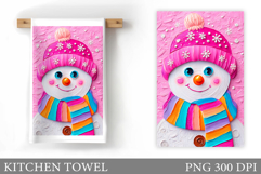 Snowman Kitchen Towel Design. Christmas Kitchen Towel Product Image 1