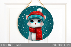 Christmas Cat Door Sign. Christmas Door Sign Sublimation Product Image 1