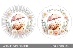 Snail Wind Spinner Sublimation. Flowers Wind Spinner Design Product Image 1