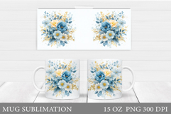 Flowers Mug Sublimation. Floral Mug Wrap Design Product Image 1