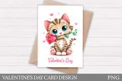 Valentines Cat Card Printable. Valentines Card Design Product Image 1