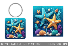 Starfish Keychain Design. Sea Keychain Sublimation Product Image 1