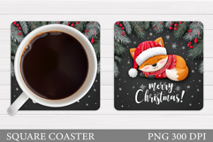 Christmas Fox Coaster. Christmas Coaster Sublimation Product Image 1