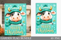 Christmas Cow Garden Flag. Christmas Garden Flag Sublimation Product Image 1