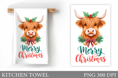 Christmas Cow Kitchen Towel. Christmas Kitchen Towel Design Product Image 1