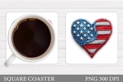 Patriotic Heart Coaster Design. Patriotic Sublimation Product Image 1