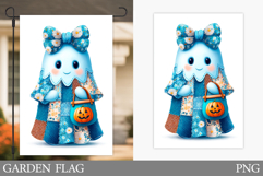 Cute Ghost Garden Flag. Cute Halloween Garden Flag Design Product Image 1