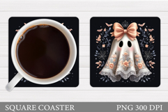 Cute Halloween Coaster Sublimation. Ghost Coaster Design Product Image 1
