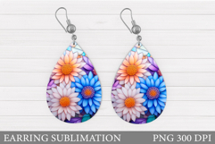 Flowers Earring Design. Floral Earring Sublimation Product Image 1
