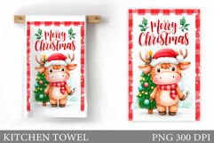 Christmas Cow Kitchen Towel. Christmas Kitchen Towel Design Product Image 1
