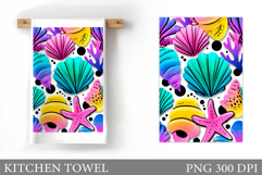 Starfish Kitchen Towel. Seashell Kitchen Towel Design Product Image 1