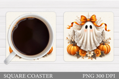 Halloween Ghost Coaster Design. Cute Halloween Sublimation Product Image 1