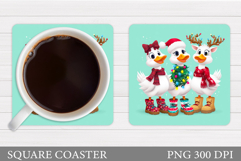 Christmas Goose Coaster. Christmas Coaster Sublimation Product Image 1